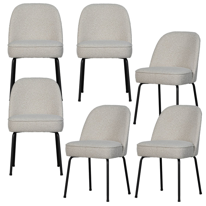 WOOOD Vogue Eetkamerstoelen - Bouclé - Naturel - Set van 6