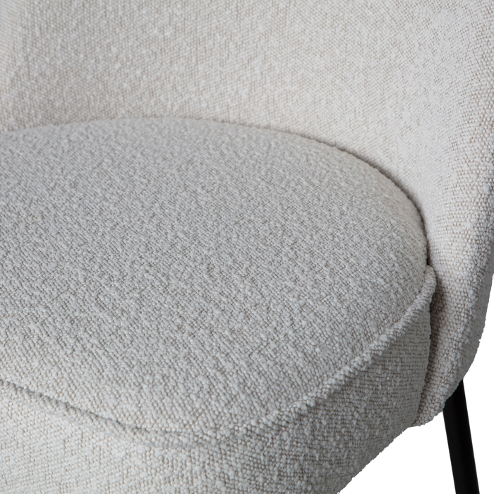 WOOOD Vogue Eetkamerstoelen - Bouclé - Naturel - Set van 6