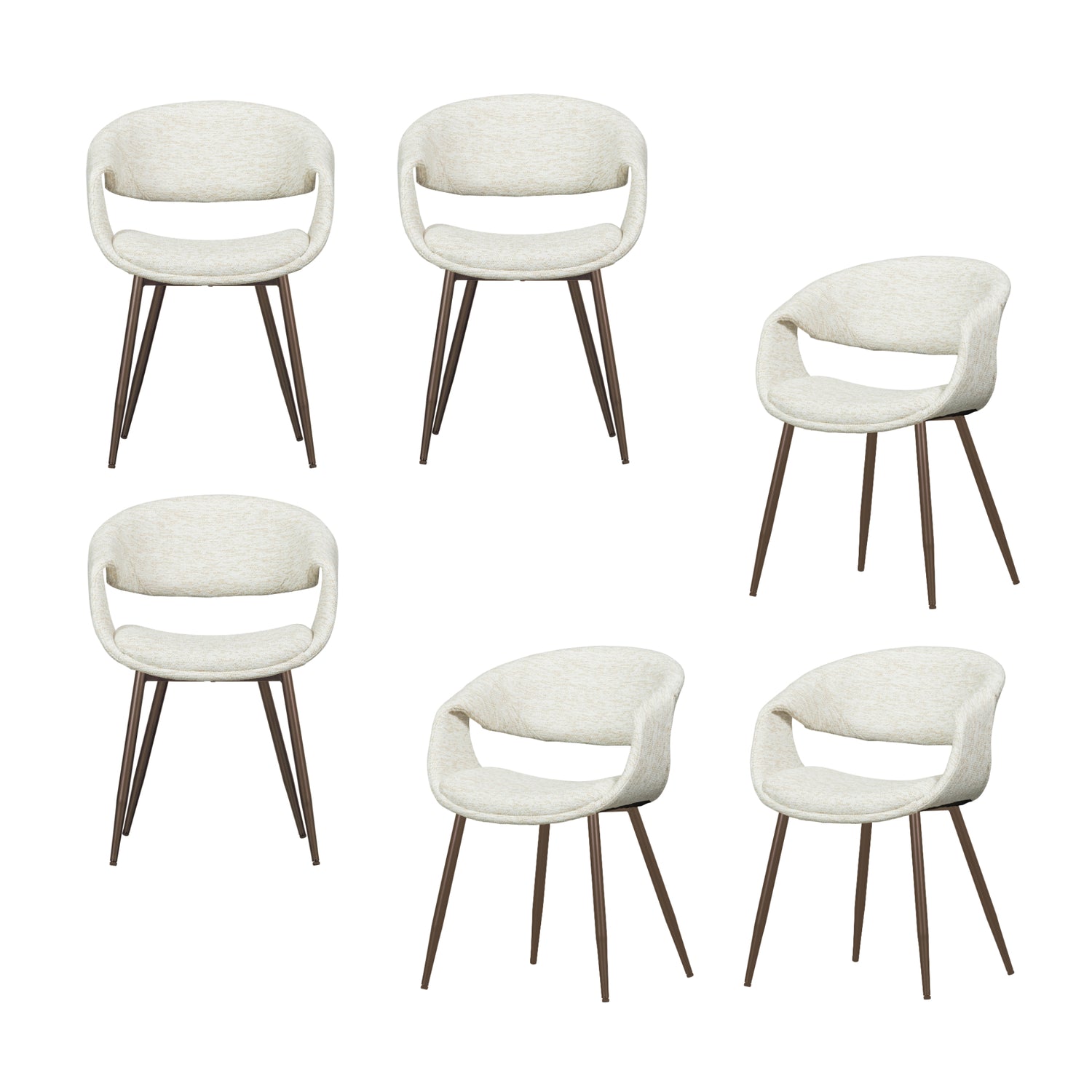 WOOOD Yossi Eetkamerstoelen Metalen Koper Poot - Naturel - Set van 6