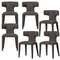 WOOOD Permit Eetkamerstoelen - Polyester - Espresso - Set van 6