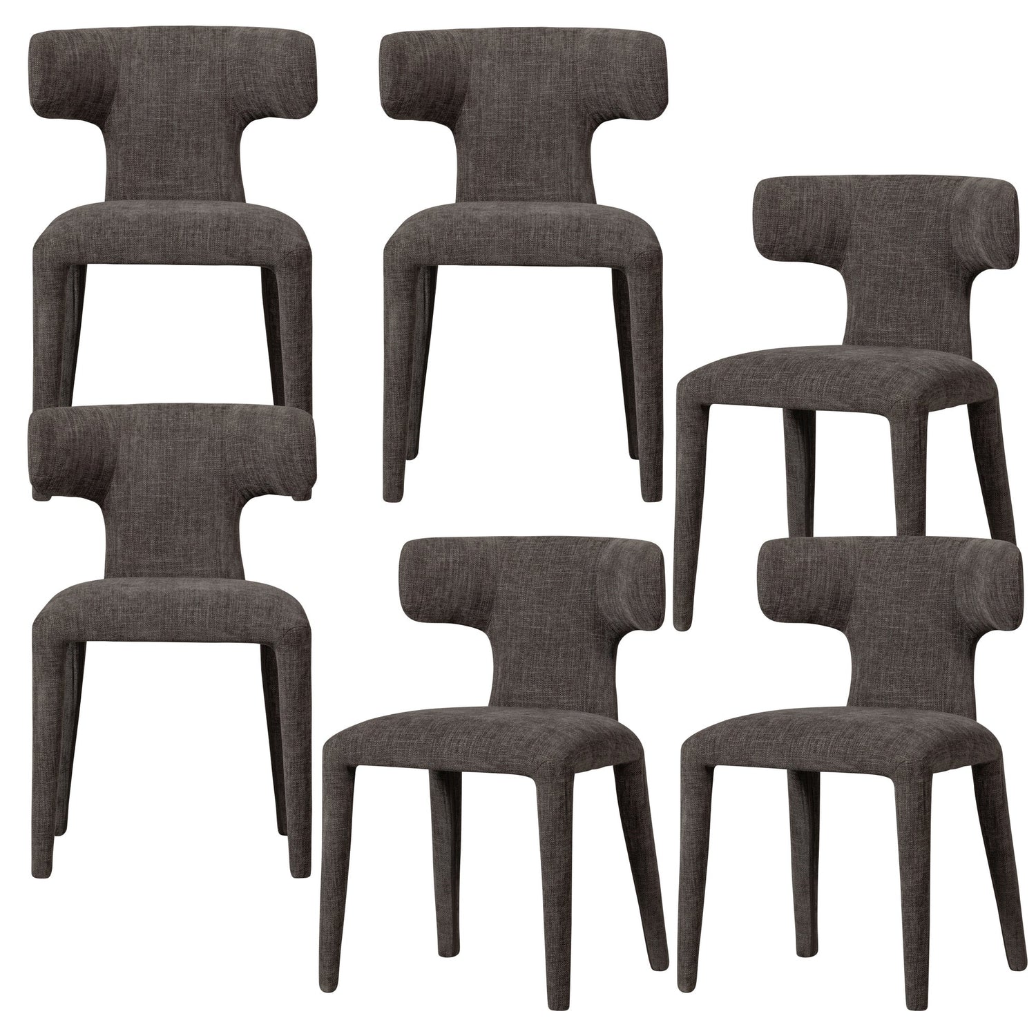 WOOOD Permit Eetkamerstoelen - Polyester - Espresso - Set van 6
