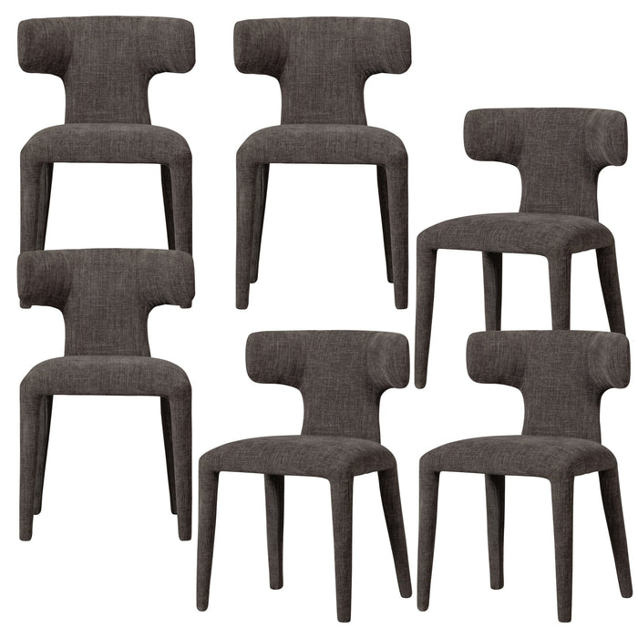 WOOOD Permit Eetkamerstoelen - Polyester - Espresso - Set van 6