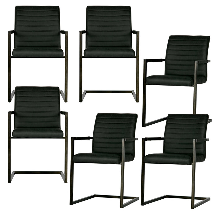 WOOOD Bas Eetkamerstoelen - Pu - Grijs - Set van 6