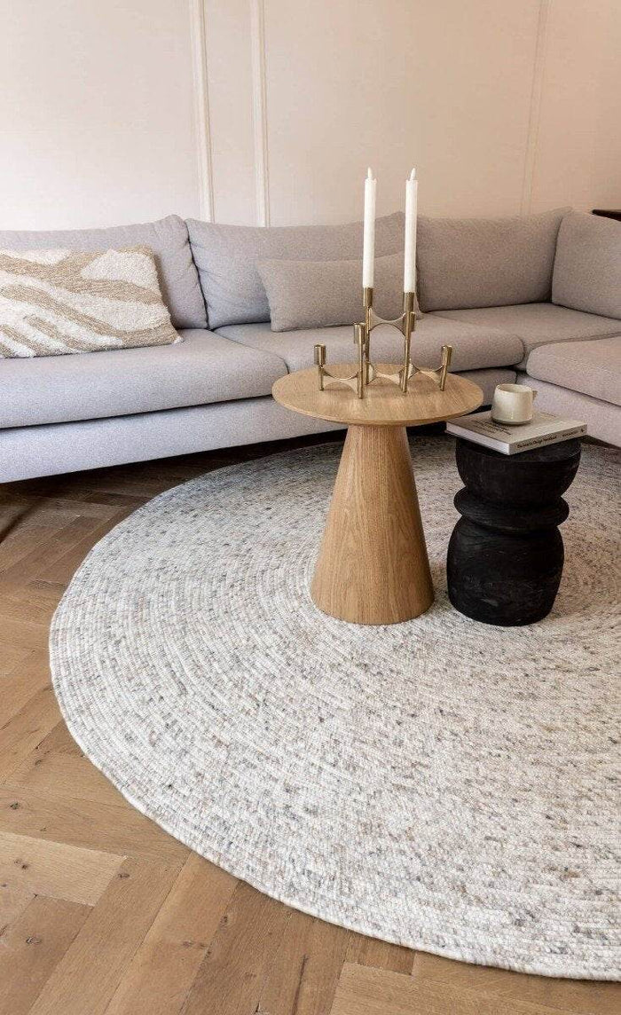 Interieur05 Rond wollen vloerkleed Gapo beige|wit gemeleerd