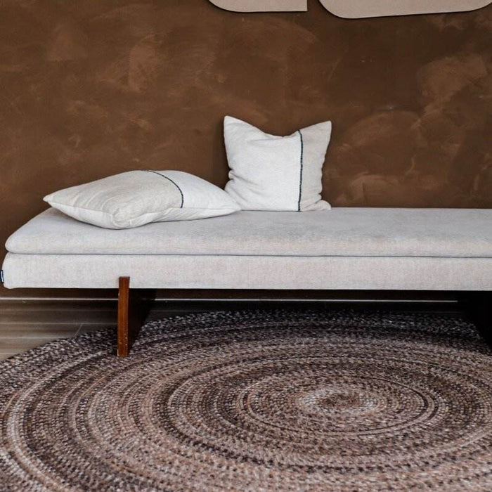 Interieur05 Rond wollen vloerkleed Gapo Donkerbruin gemeleerd