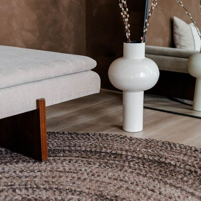 Interieur05 Rond wollen vloerkleed Gapo Donkerbruin gemeleerd