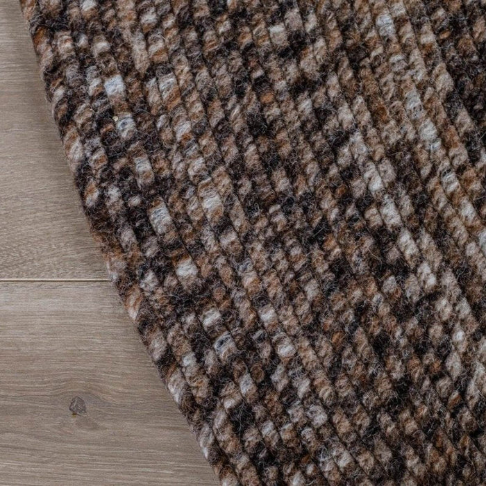 Interieur05 Rond wollen vloerkleed Gapo Donkerbruin gemeleerd