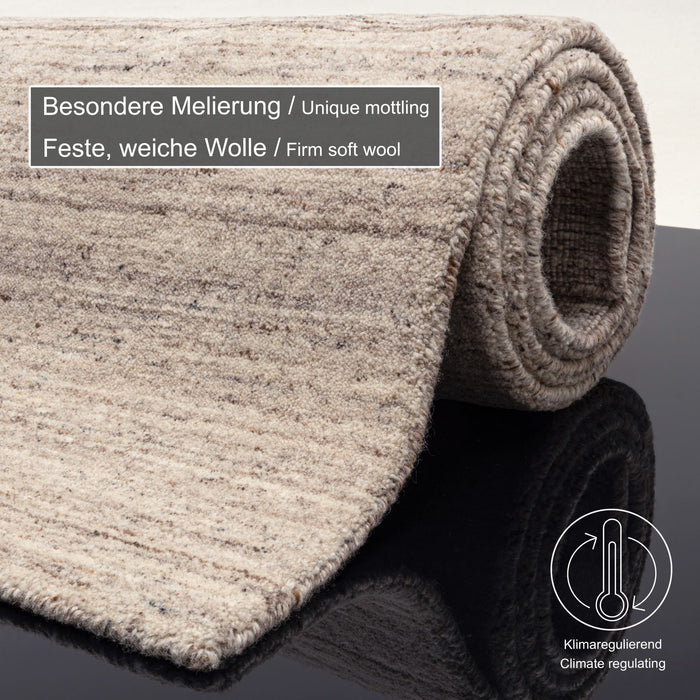 Theko Handgeweven wollen tapijt Pure 250x350 cm - Beige