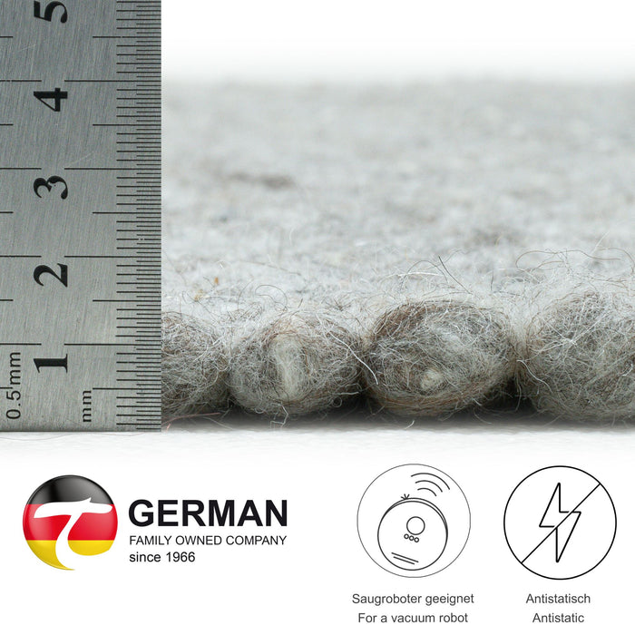 Theko Handgeweven wollen tapijt Alpen 190x290 cm - Natuurgrijs