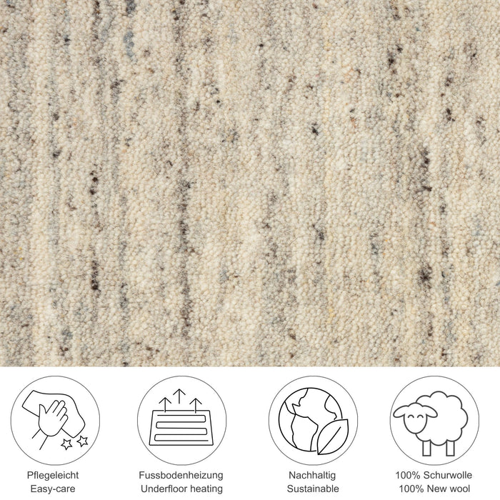 Theko Handgeweven wollen tapijt Pure 90x160 cm - Crème