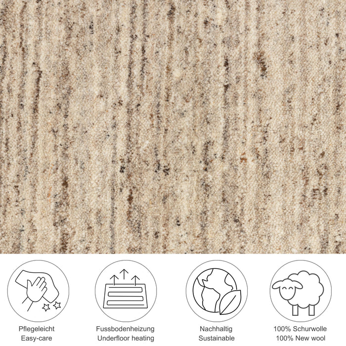 Theko Handgeweven wollen tapijt Pure 170x240 cm - Beige