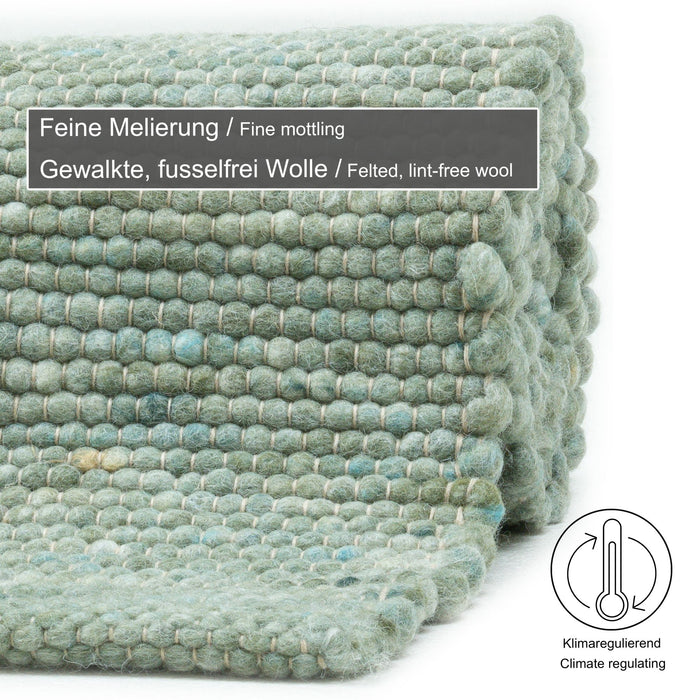 Theko Handgeweven wollen tapijt Alpen 170x240 cm - Groen