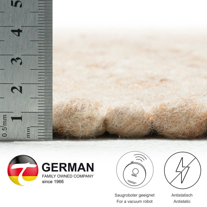 Theko Handgeweven wollen tapijt Alpen 120x180 cm - Donkerbeige