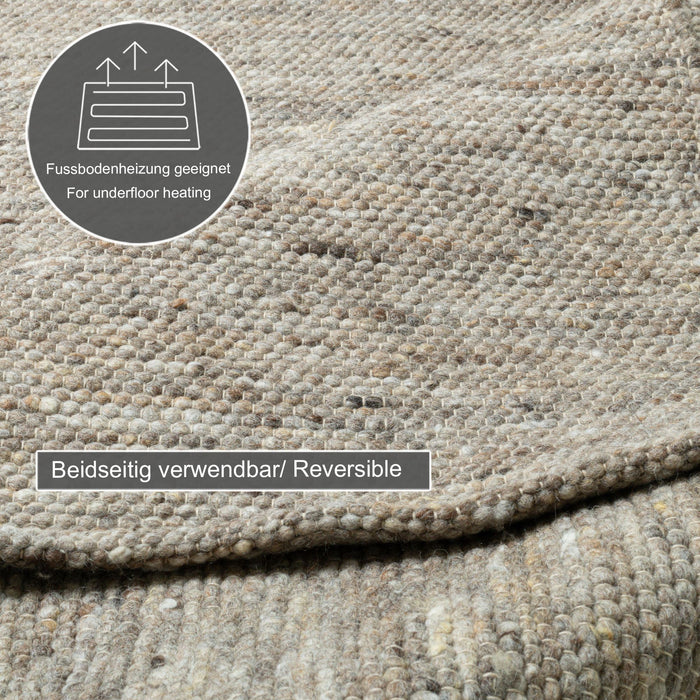 Theko Handgeweven wollen tapijt Alpen 120x180 cm - Bruin