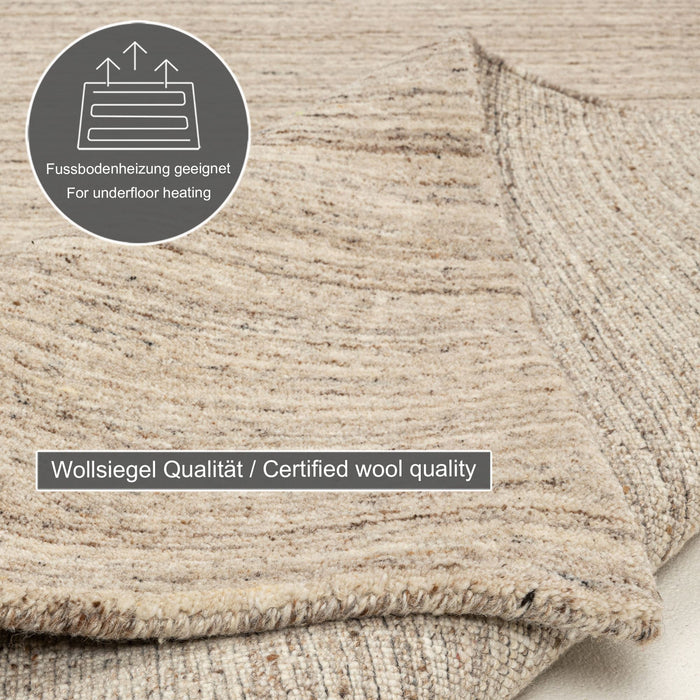 Theko Handgeweven wollen tapijt Pure 70x140 cm - Beige