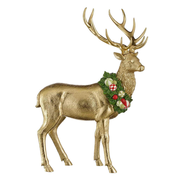 House of Seasons Kerstversiering Deer - 43x23x62 cm - Polyresin - Goud