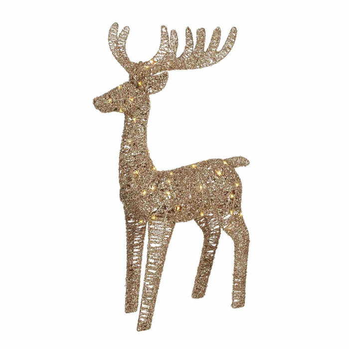 House of Seasons Kerstversiering Deer - 60x16x107 cm - Polyester - Champagne