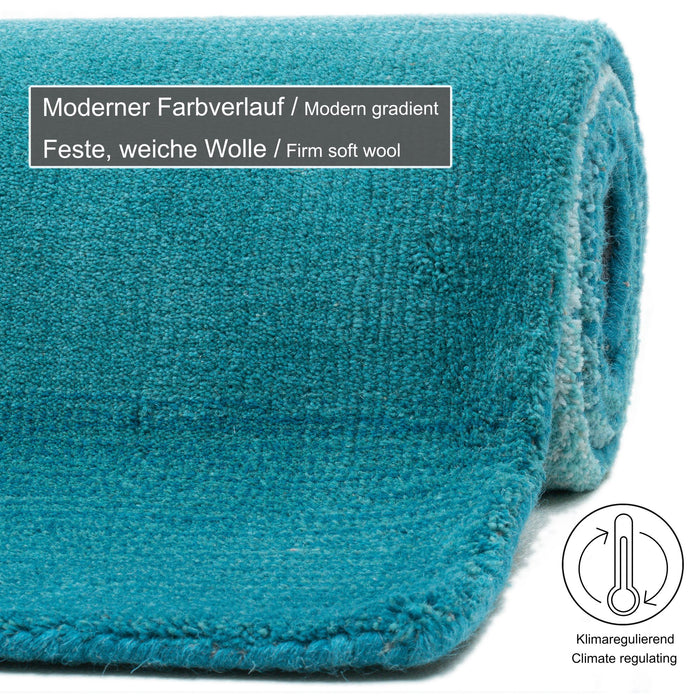 Theko Tapijt met kleurverloop Wool Comfort 90x160 cm - Turquoise