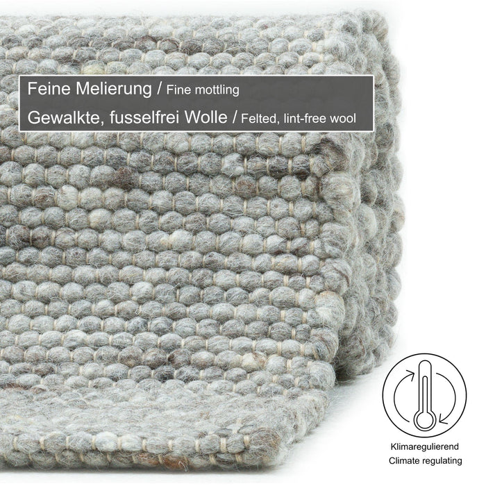 Theko Handgeweven wollen tapijt Alpen 40x60 cm - Natuurgrijs