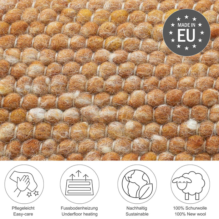 Theko Handgeweven wollen tapijt Alpen 140x200 cm - Terracotta