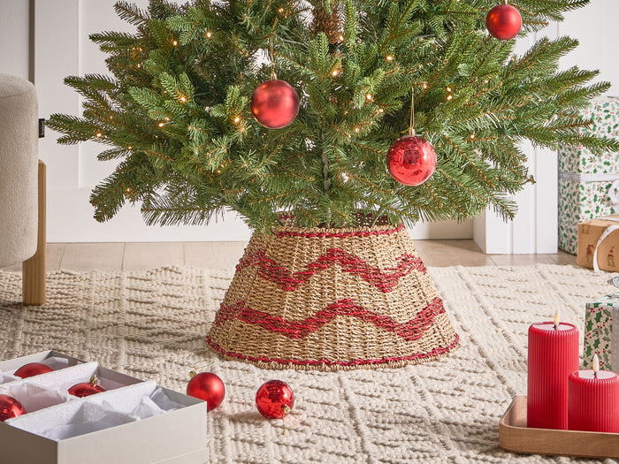 Beliani - HIVER - Kerstboomrok - Natuurlijk|Rood - ⌀ 43 cm - Zeegras