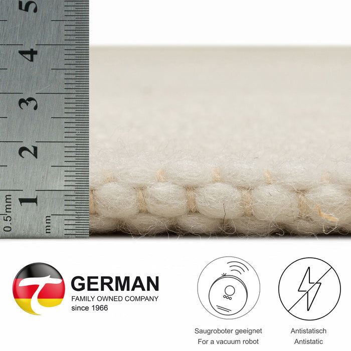 Theko Handgeweven wollen tapijt Alpen 190x250 cm - Natuurwit