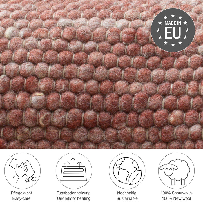 Theko Handgeweven wollen tapijt Alpen 190x290 cm - Rood