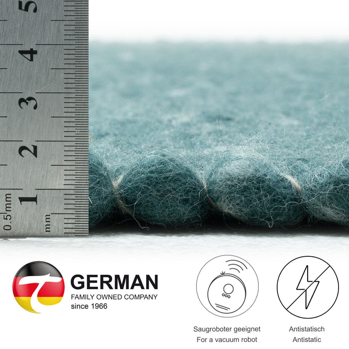 Theko Handgeweven wollen tapijt Alpen 70x140 cm - Petrolblauw