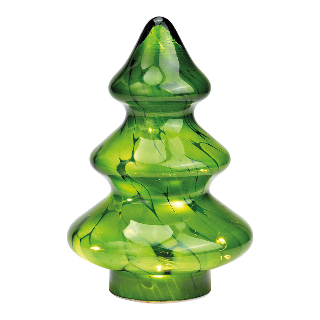 SVJ Kerstverlichting Kerstboom met 10 LED - 14x14x20 cm - Glas - Groen - Set van 10
