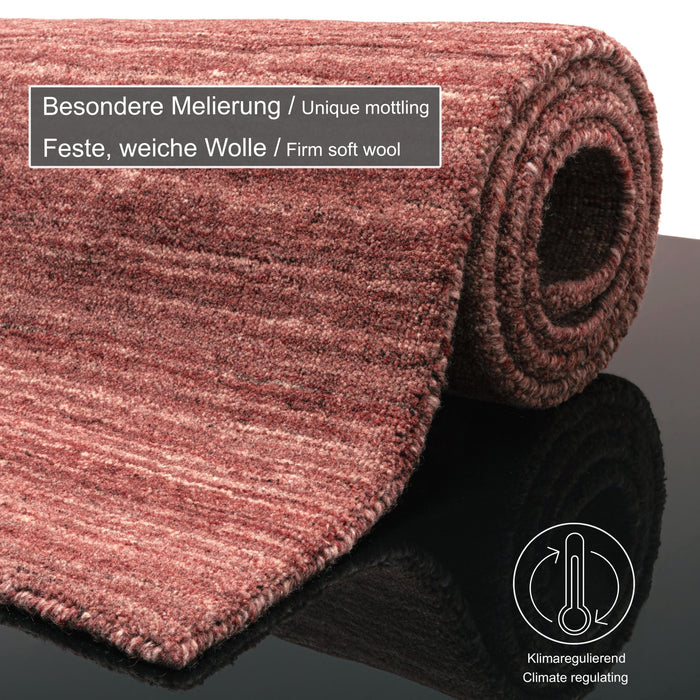 Theko Handgeweven wollen tapijt Pure 90x160 cm - Rood