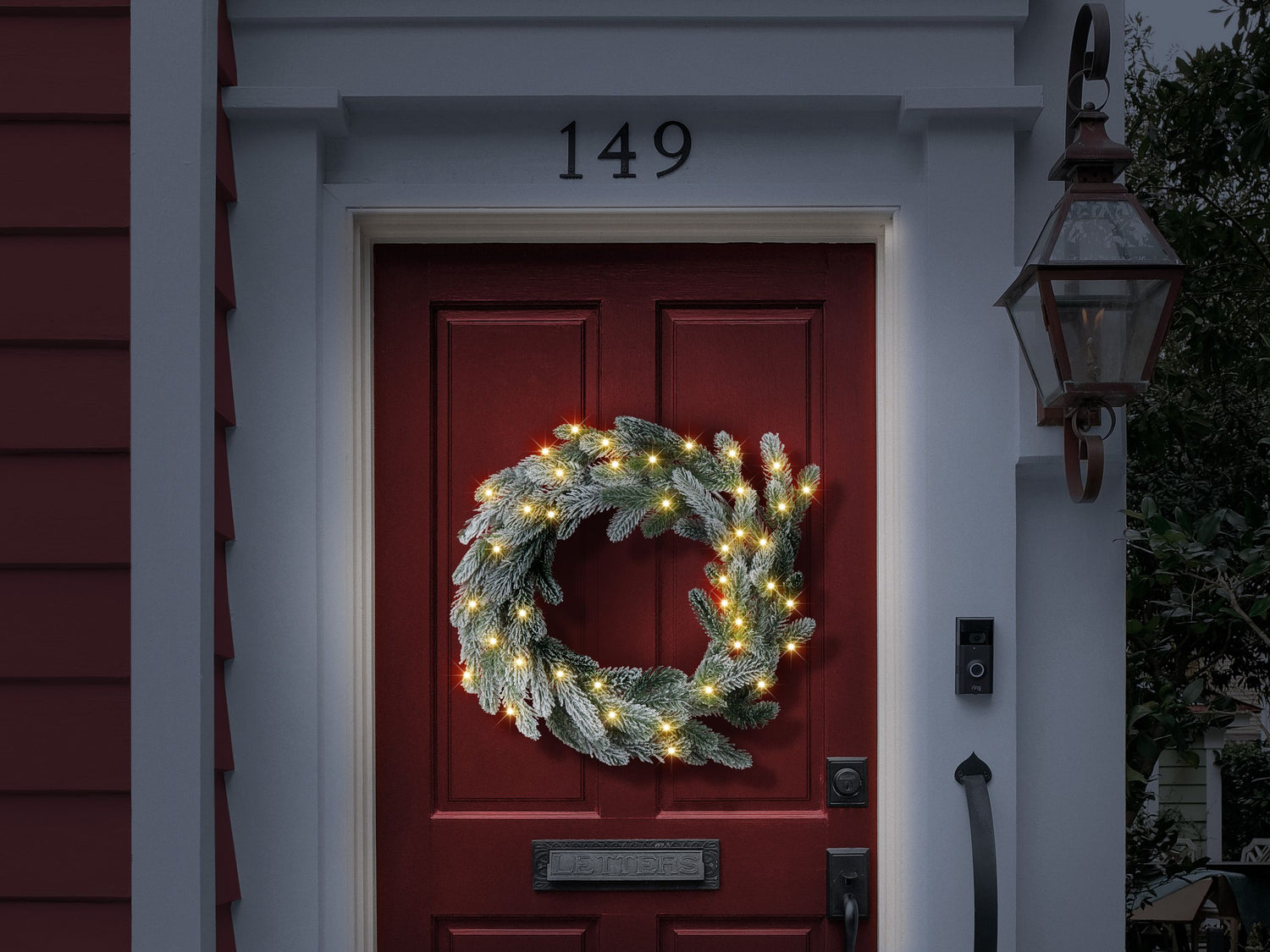 Beliani - ALBINI - Krans met LED - Groen - 45 cm - Synthetisch