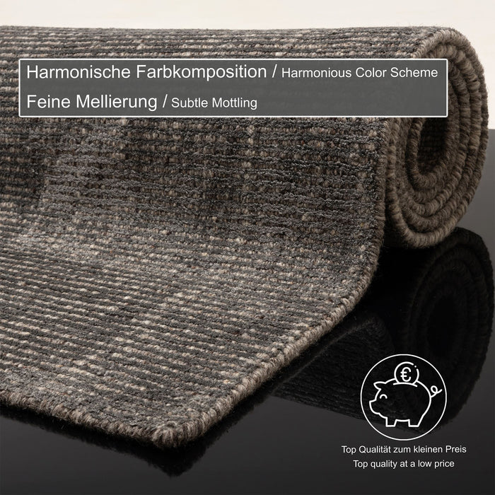 Theko gestreept UNI-tapijt Venus 40x60 cm - Antraciet