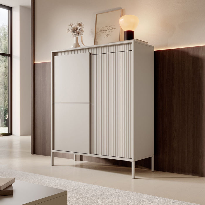 Meubella - Dressoir Saran - Beige - Hoog - 104 cm