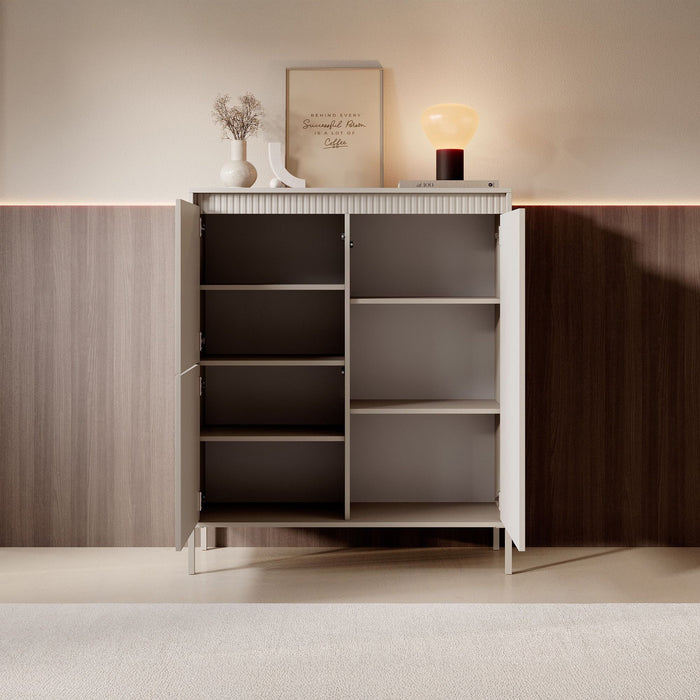 Meubella - Dressoir Saran - Beige - Hoog - 104 cm