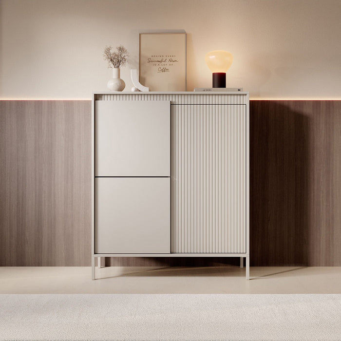 Meubella - Dressoir Saran - Beige - Hoog - 104 cm