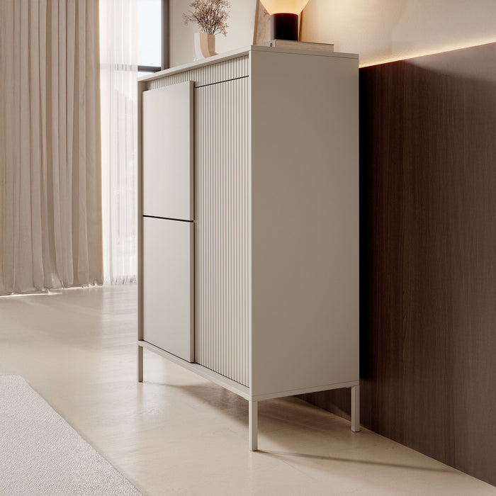 Meubella - Dressoir Saran - Beige - Hoog - 104 cm