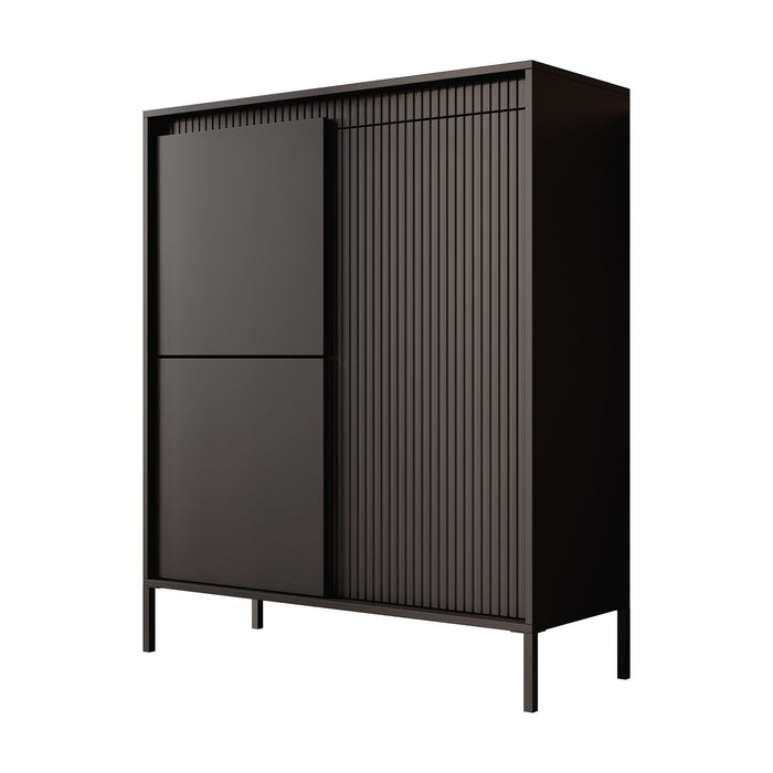 Meubella - Dressoir Saran - Mat zwart - Hoog - 104 cm