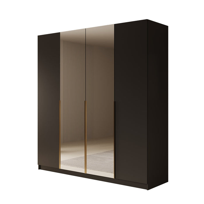 Meubella - Kledingkast Sabre 2 - Zwart - 200 cm - Met spiegel