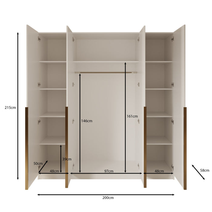 Meubella - Kledingkast Sabre 2 - Zwart - 200 cm - Met spiegel