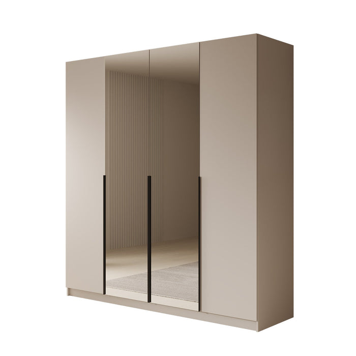 Meubella - Kledingkast Sabre - Beige - 200 cm - Met spiegel
