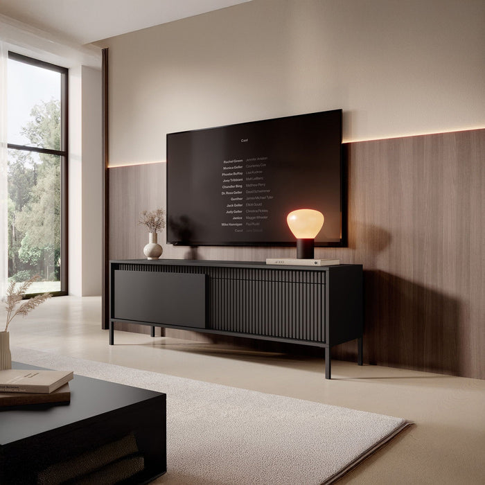 Meubella - TV-Meubel Saran - Mat zwart - 153 cm