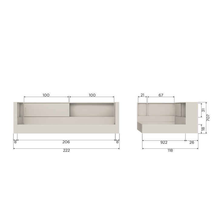WOOOD Carter Bed - Grenenhout - Wit - 90x200