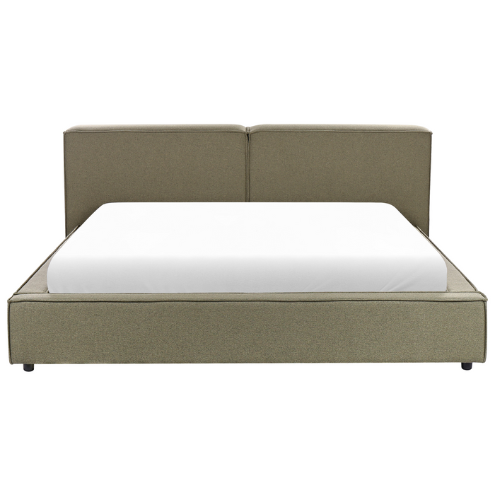 Beliani - LINARDS - Tweepersoonsbed - Olijfgroen - 180 x 200 cm - Stof