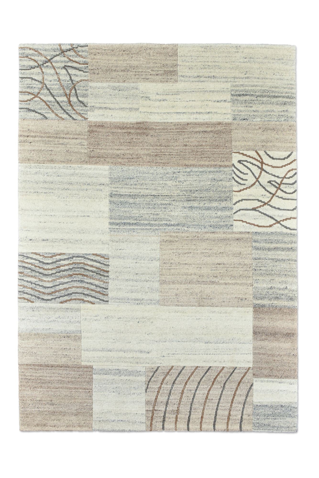 Theko Handgeknoopt wollen tapijt Nakarta 140x200 cm - Beige