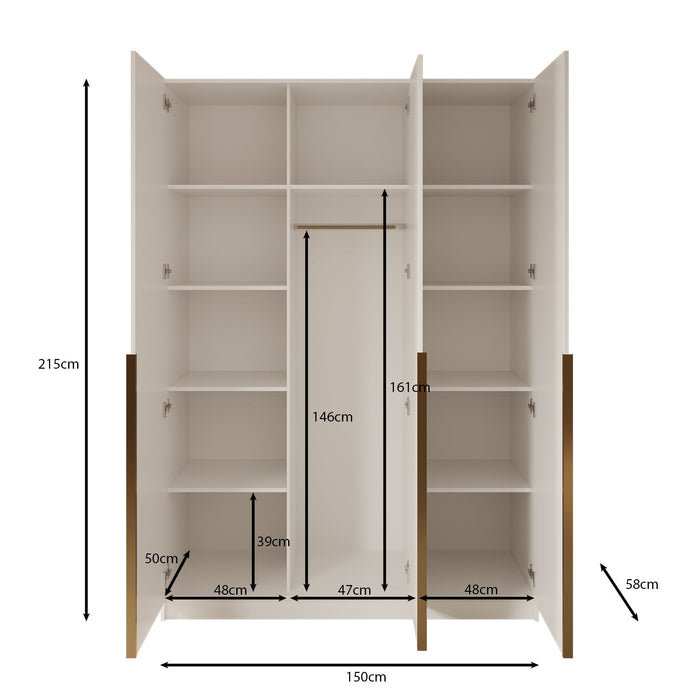 Meubella - Kledingkast Sabre 2 - Wit - 150 cm