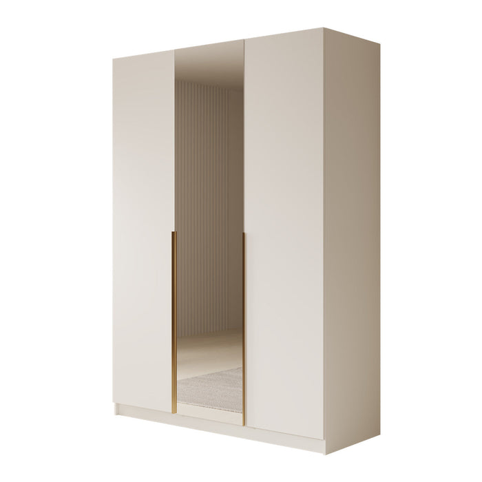 Meubella - Kledingkast Sabre 2 - Wit - 150 cm - Met spiegel