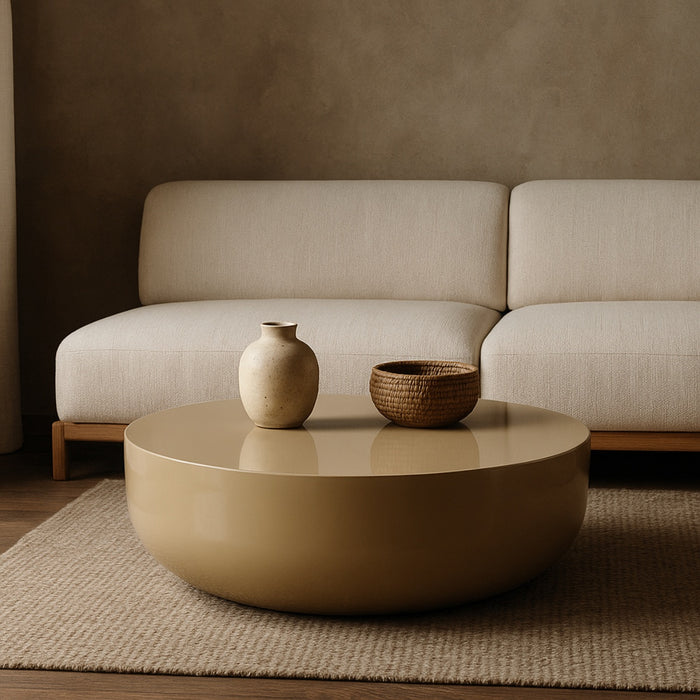 Giga Meubel - Salontafel - Beige Glossy - Ø70x25cm - Kevin