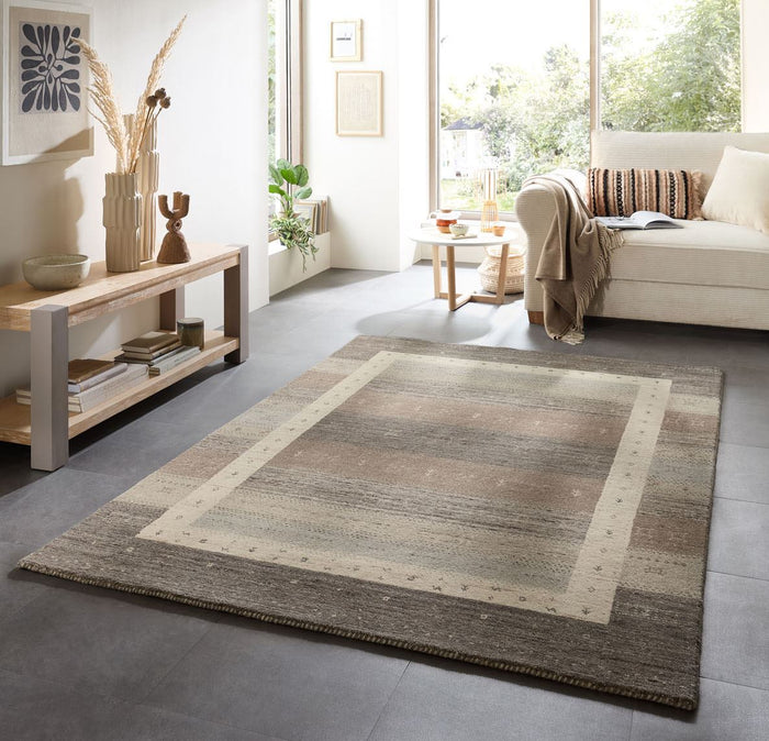 Theko wollen tapijt in Gabbeh-stijl Memu 70x140 cm - Zilver