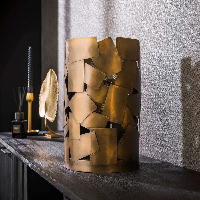 Giga Meubel - Tafellamp Cilinder - Metaal Brons - 23x23x38cm