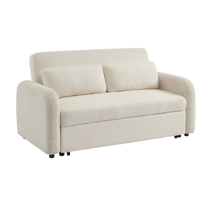 sweeek - Tweezits slaapbank ronde vorm met boucléstof